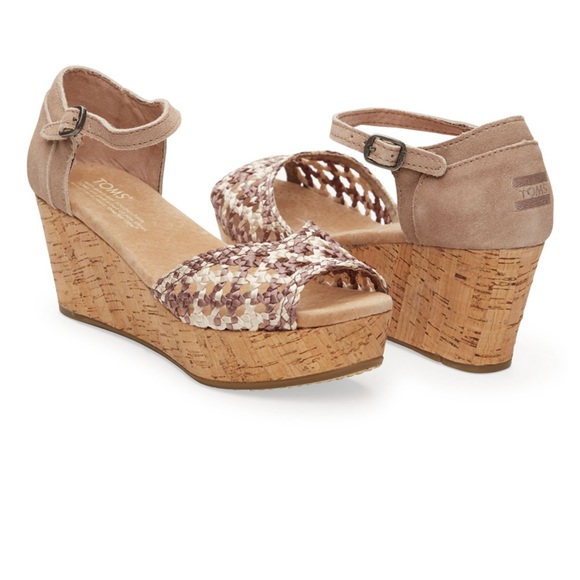 TOMS Platform Sandals Taupe 7 - Picture 1 of 8